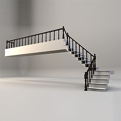 转角楼梯3D模型 扶手楼梯C4D模型