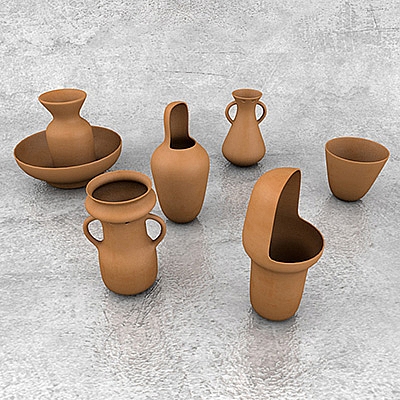 陶罐花瓶C4D模型创意场景3D模型素材MAX FBX OBJ中国风道具