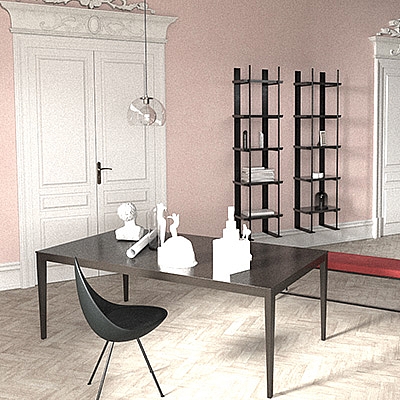 C4D室内模型渲染雕塑艺术工作室模型