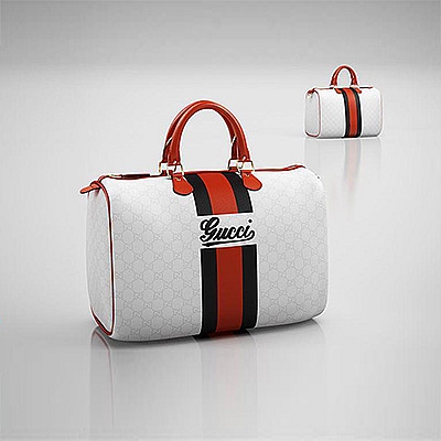 红白相间的女性皮包C4D模型