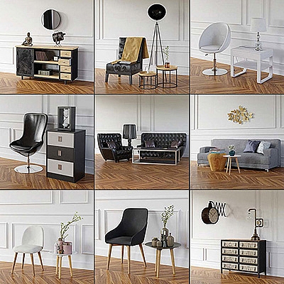 32个现代室内装饰家具C4D模型家装设计工装商业空间3D表现