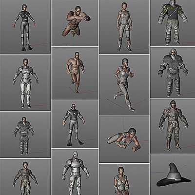 C4D生存游戏战斗服装科技科幻野外男女人物3D模型设计素材