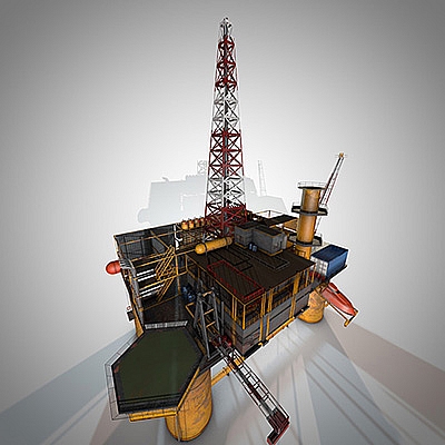 C4D石油工作平台模型海洋油井电影游戏创意场景3D模型素材