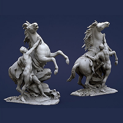 卢浮宫博物馆惊马雕塑C4D模型创意场景3D模型素材石膏像