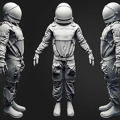 宇航员宇航服外太空空间站宇宙人物OBJ 3D模型设计素材