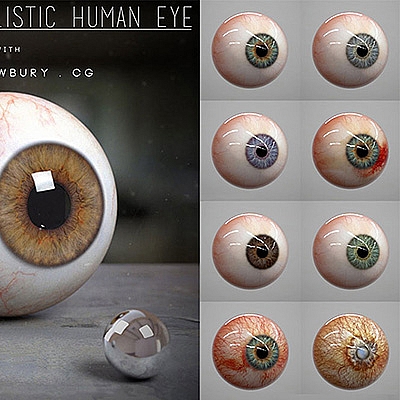 C4D真实游戏人物眼球眼珠模型贴图 FBX OBJ MA设计素材