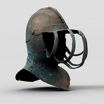 萨克斯尔比纪念头盔古代战争头盔C4D模型创意场景3D素材