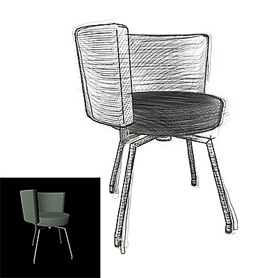 C4D素描卡通手绘效果图草图材质默认物理渲染器材质C700