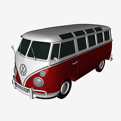 巴士C4D复古大众大巴电影道具模型创意场景3D模型素材