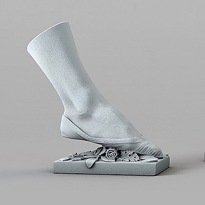 跳舞者的脚部特写雕塑芭蕾舞鞋雕塑石膏像C4D模型创意3D素材