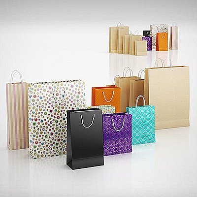 牛皮纸袋购物袋手提袋C4D模型创意场景3D模型素材