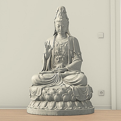 观音大士雕像南海观世音菩萨C4D OBJ模型创意场景3D模型素材