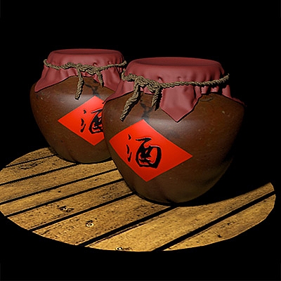 古代酒坛C4D模型中国风老酒坛老式酒缸创意场景3D模型素材