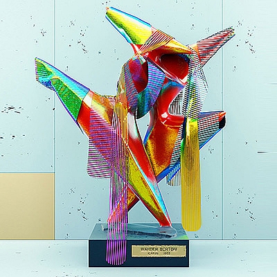 创意艺术摆件C4D工程个性创意奖杯3D模型文件塑料膜彩色