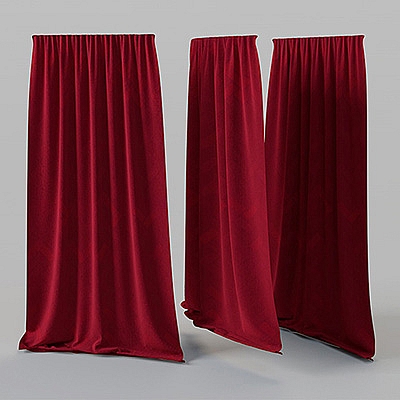 红色窗帘布更衣室帘布C4D模型创意场景3D模型素材