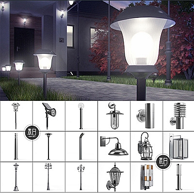室外路灯灯具壁灯挂灯灯笼3D模型C4D MAX FBX OBJ格式素材
