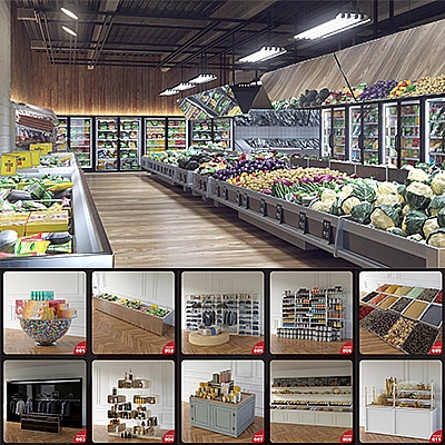 40个商场货架C4D MAX FBX OBJ模型合集