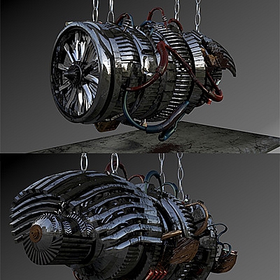 飞机引擎器动画C4D模型