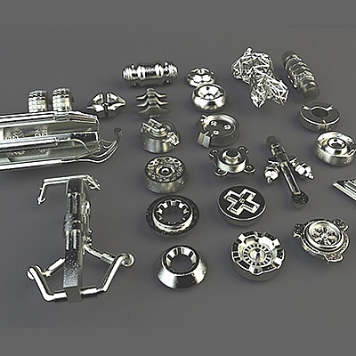 科幻机械零件C4D模型创意场景3D模型素材