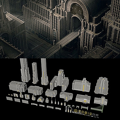 欧洲复古建筑场景3D模型C4D创意场景3D模型素材巴黎纽约老街