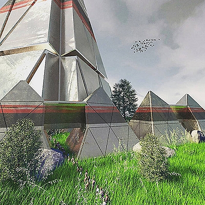 C4D科幻外星基地建筑场景创意工程创意场景3D模型素材