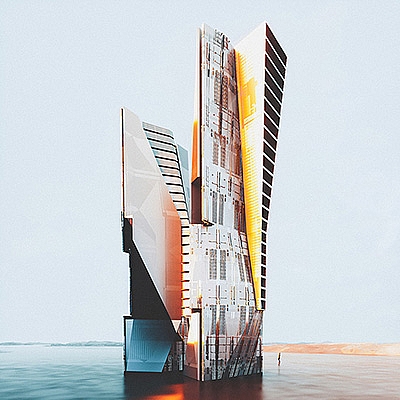 C4D Octane外星科幻建筑创意工程创意场景3D模型素材