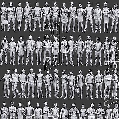 100多个低多边形人物3D模型C4D模型创意素材运动男人女人