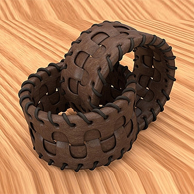 牛皮腕带 皮革手链C4D模型