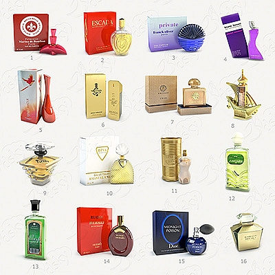 23款化妆品香水套装模型合集美容用品创意场景3D模型素材