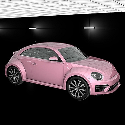 粉色大众甲壳虫汽车C4D模型