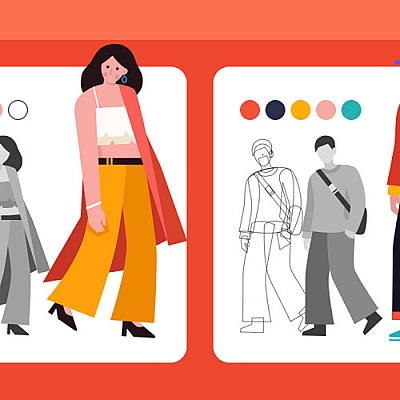 使用插画辅助线工具设计的扁平风格人物插画教程