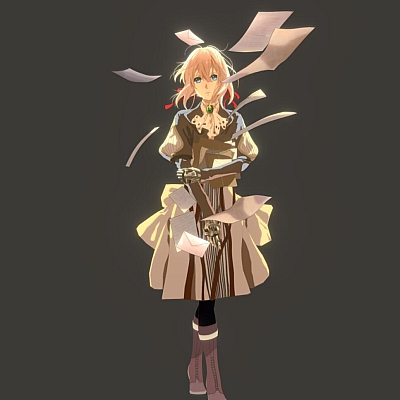 3D Fanart-紫罗兰永恒花园卡通女孩3D模型obj格式下载设计素材W34