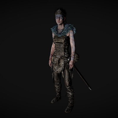 女性战士游戏角色佩剑fbx模型3D素材C4D工程源文件推荐下载W61