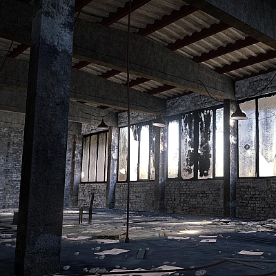 废弃的仓库破碎玻璃室内场景blend格式3D模型工程源文件推荐下载W72