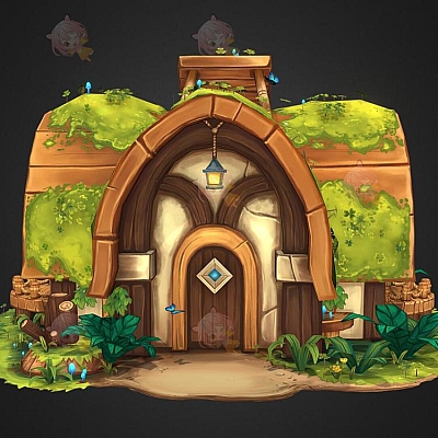 卡通女巫游戏草屋obj格式C4D设计素材3D模型工程文件推荐下载W89