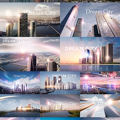 23套未来智能城市建筑房地产建设工商业高楼开发广告海报PSD素材