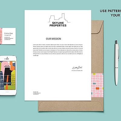 50款艺术平铺底纹纹理建筑手绘水彩房屋建筑网格AI设计矢量素材