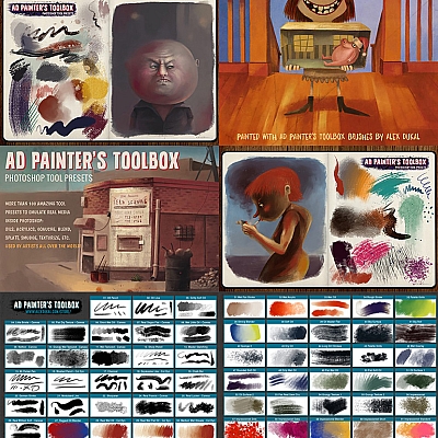 油画艺术插画人物笔刷肌理手绘插画PS用笔触TPL格式