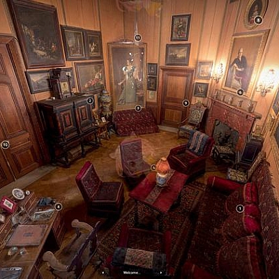 欧式吸烟室会客室客厅obj格式C4D设计素材3D模型工程文件推荐下载C589