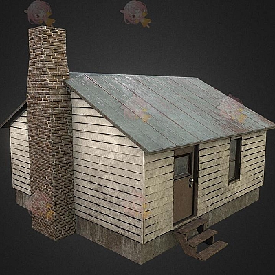 欧式房屋木屋破旧obj格式C4D设计素材3D模型工程文件推荐下载C590