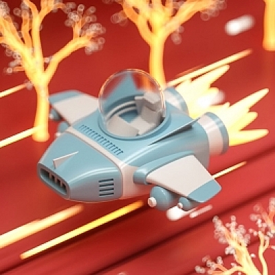 飞行器飞机卡通场景C4D模型0057