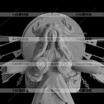 神话女性角色人物创意模型C4D模型3D素材带材质贴图A1477
