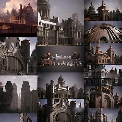 西方贵族风格楼房建筑C4D模型欧式创意场景3D模型素材A1111