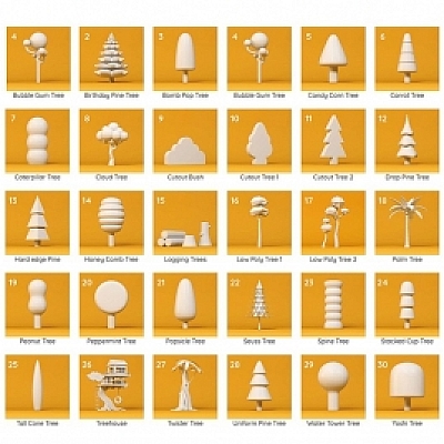 180款超精品C4D单体模型卡通小元素3D模型 Low Poly风格可爱A327