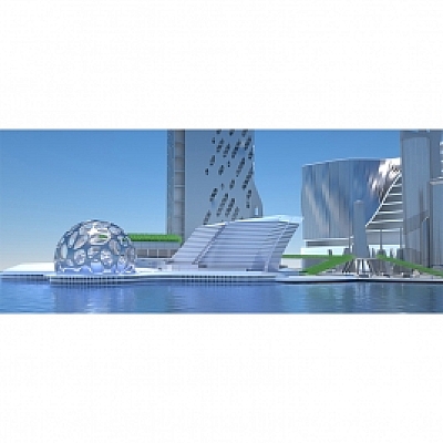 科技未来科幻智能城市建筑天空C4D模型工程源文件设计素材KH508