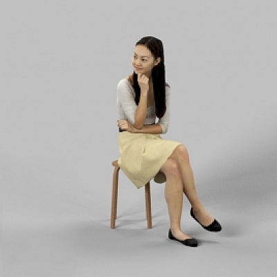 人物女人坐姿C4D模型F033