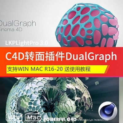 C4D插件 DualGraph镂空腐蚀效果插件送教程金属腐蚀镂空片支持R20