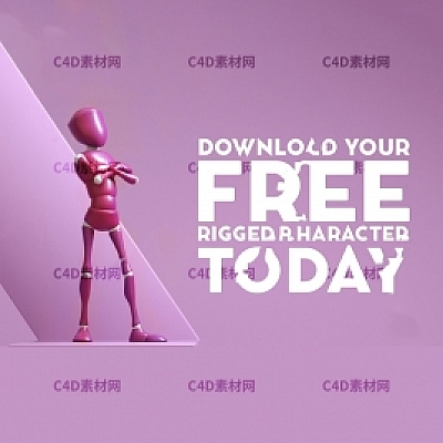 简约卡通人物动物火柴人场景C4D模型3D素材材质贴图A1408