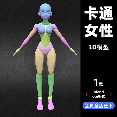 blend卡通女性C4D模型3d建模工程源文件设计obj素材推荐下载C3189
