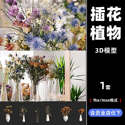 Plant Models Vol 53景观植物插花fbx模型max设计C4D素材M53